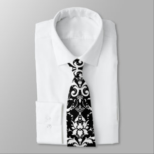 White Damask Pattern Tie