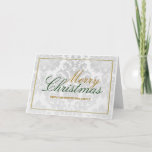 White Damask Personalised Christmas Card<br><div class="desc">Beautiful and timeless damask pattern,  personalise your family name of the front for a wonderful Christmas greeting.</div>