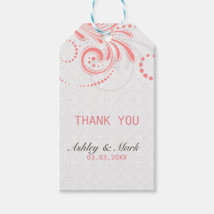 White Damask Pink Swirl Gift Tags