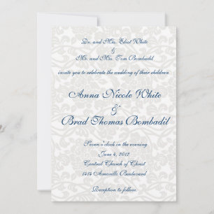 White Damask Wedding Invitation