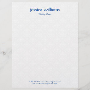 White Damasks Background Blue Typography Custom Letterhead