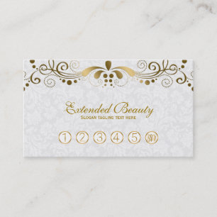 White Damasks & Gold Floral Lace Loyalty Card