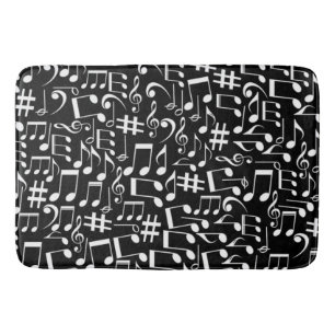White Dancing Musical Notes Musicians Music Lovers Bath Mat