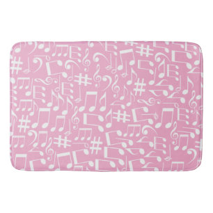 White Dancing Musical Notes Musicians Music Lovers Bath Mat