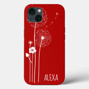 White Dandelion Bouquet on Red iPhone 13 Case