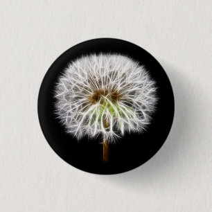 White Dandelion Flower Plant 3 Cm Round Badge