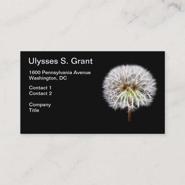 White Dandelion Flower Plant Business Card (Front)