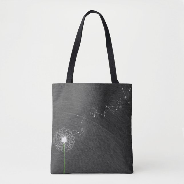 white dandelion on chalkboard background tote bag (Front)