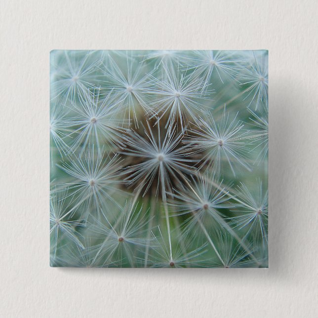 White dandelion pattern 15 cm square badge (Front)