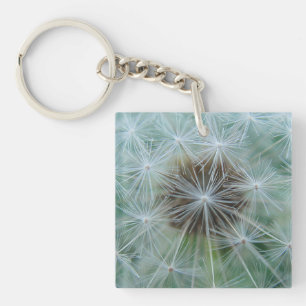 White dandelion pattern key ring