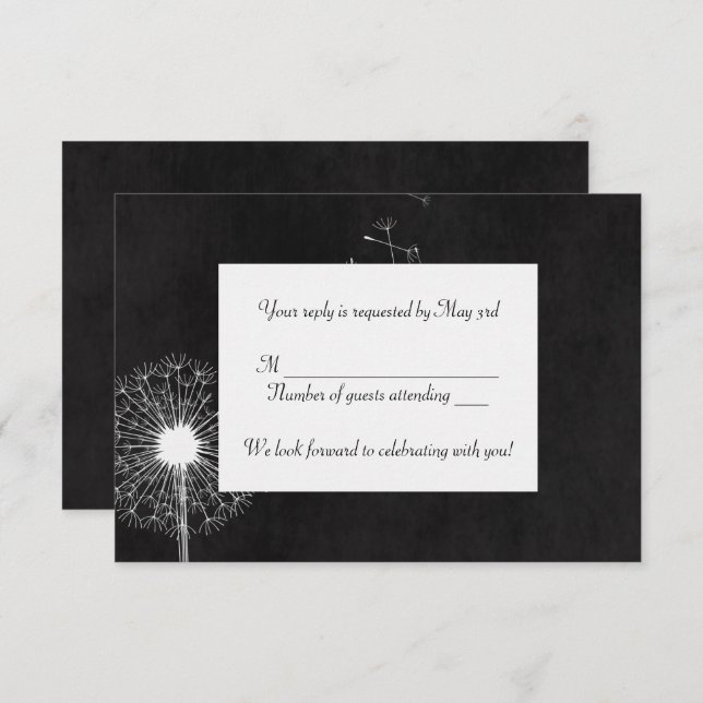 White Dandelion RSVP Invitation (Front/Back)