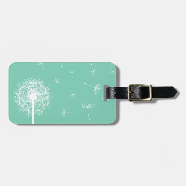 White Dandelion Silhouette Luggage Tag (Front Horizontal)