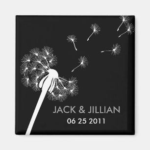 White Dandelion Wedding Favour Magnet