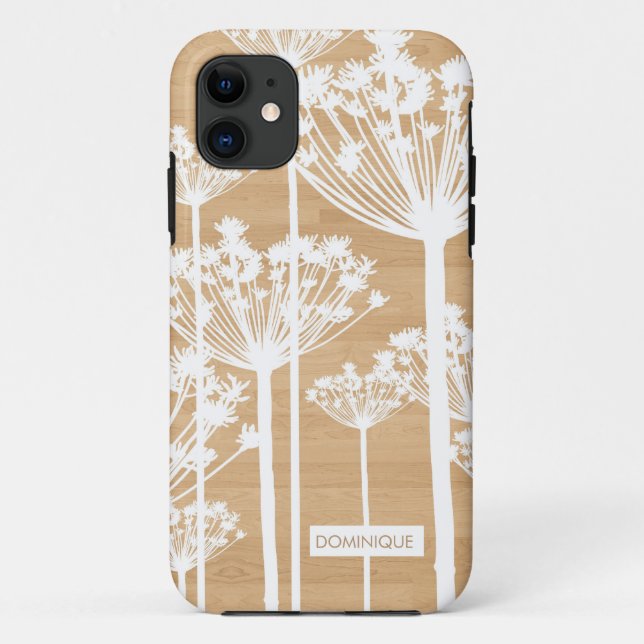 White Dandelions on Wood Pattern iPhone 5s Case (Back)
