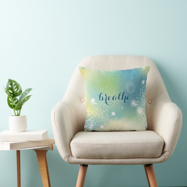 White Dandelions Turquoise Blue Elegant Custom Cushion (Chair)