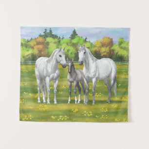 White Dapple Grey Quarter Horses In Summer Tapestry