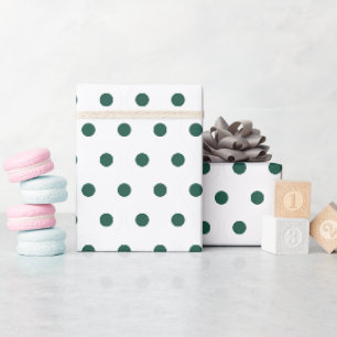 White Dark Green Polka Dots Clean Simple Minimal Wrapping Paper