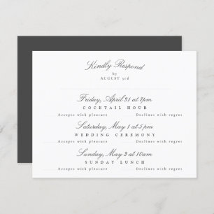 White Dark Grey Elegant Calligraphy multi-event RSVP Card