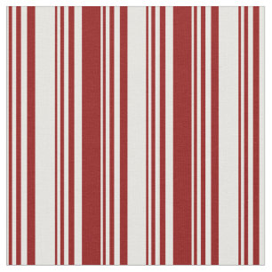 White & Dark Red Coloured Striped Pattern Fabric