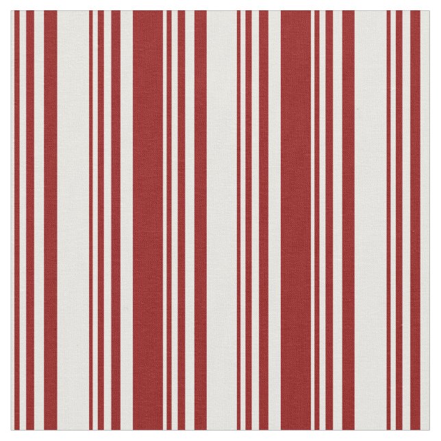 White & Dark Red Coloured Striped Pattern Fabric (Close Up)