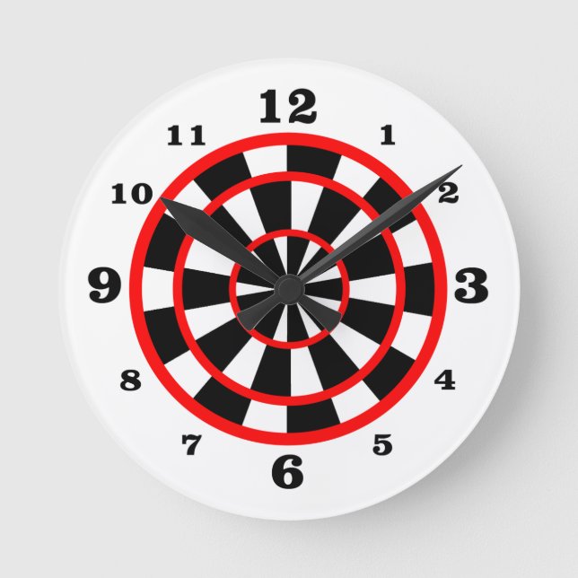 White Dartboard Look Numbered Round Clock (Front)