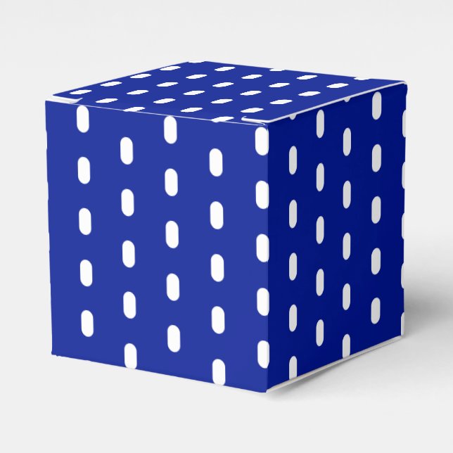 White dash lines stripes cobalt blue gift favour box (Front Side)