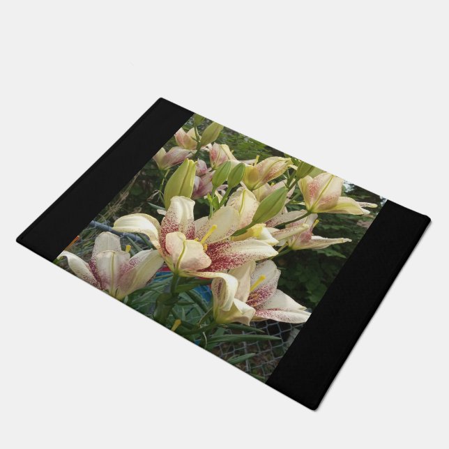White Daylilies  Doormat (Angled)