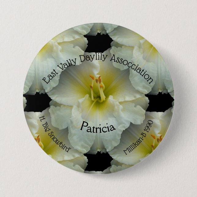 White Daylily with Yellow / Seamless Tile Pattern 7.5 Cm Round Badge (Front)