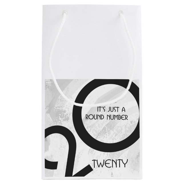 White Decade 20th Birthday Small Gift Bag (Back)