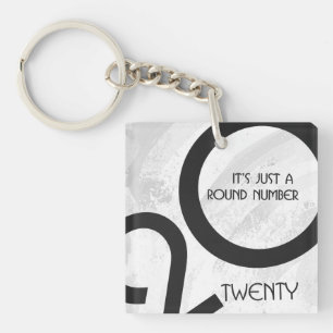White Decade Birthdday Key Ring