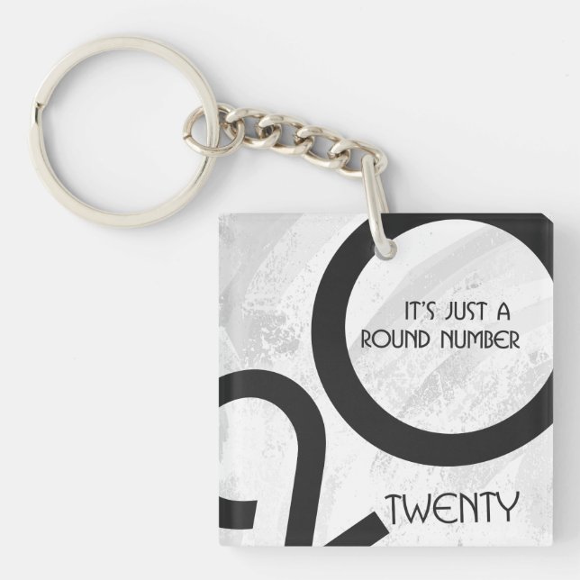 White Decade Birthdday Key Ring (Front)