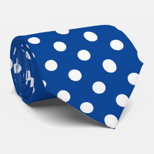 White Deep Blue Polka Dots Pattern Tie