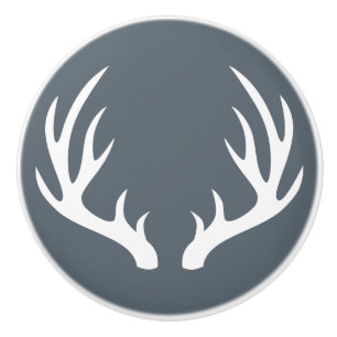 White Deer Antlers Rustic Ceramic Knob