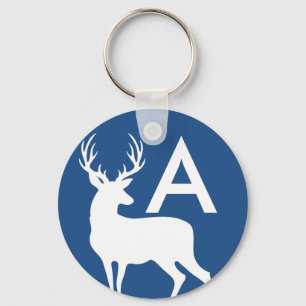 White Deer Buck Silhouette Keychain