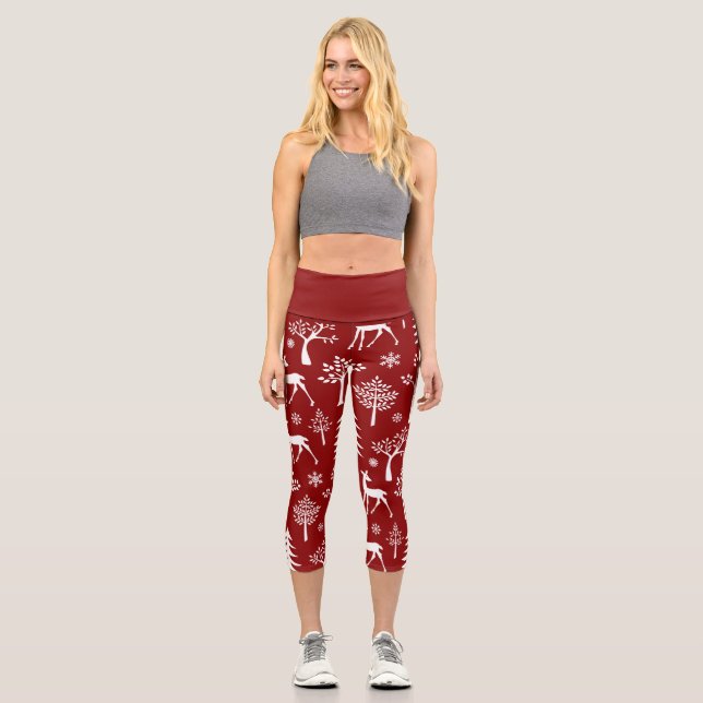 White Deer Capri Leggings (Front)