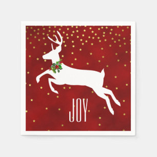 White Deer Christmas Paper Napkins