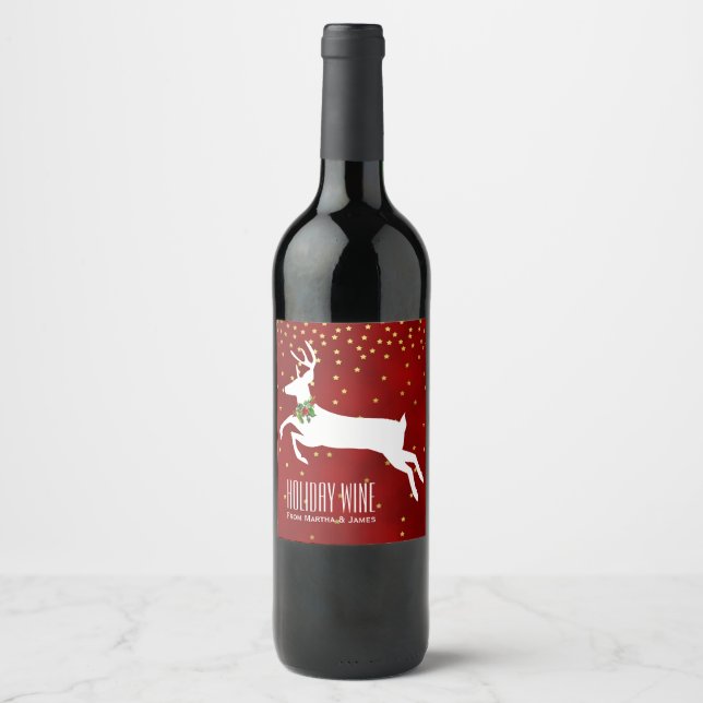White Deer Christmas Wine Label (Front)