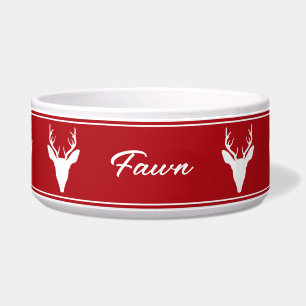 White Deer Head Silhouette On Red With Custom Name