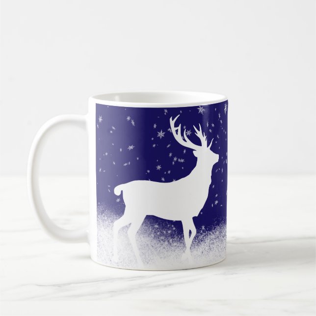 White Deer in the Snow Coffee Mug (Left)