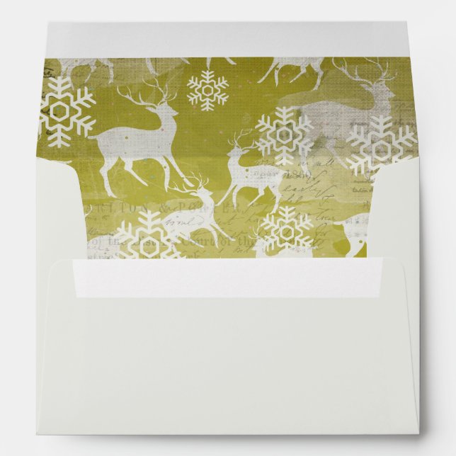 White Deer on Green Holiday Envelope (Back (Bottom))