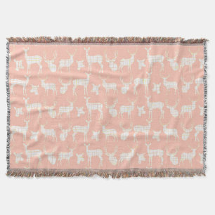 White Deer on Pink Throw Blanket