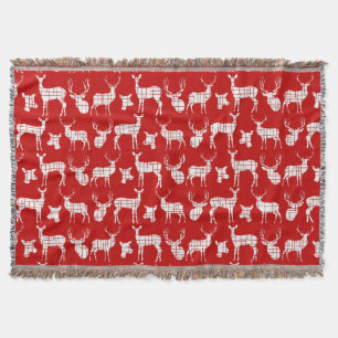 White Deer on Red Throw Blanket