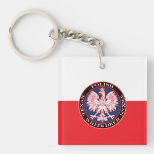 White Deer Round Polish Texan Key Ring