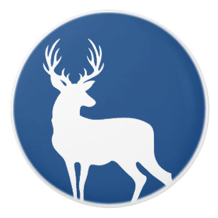 White Deer Silhouette Custom Ceramic Knob
