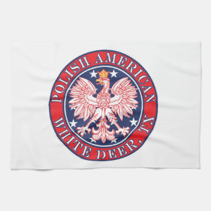White Deer Texas Polish American Eagle Tea Towel