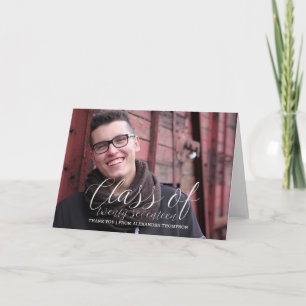 White Delicate Class of 2017 Photo Grad Thank You Card