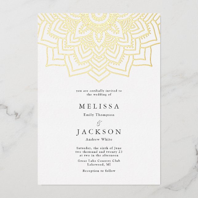 White Delicate gold mandala Wedding (Front)