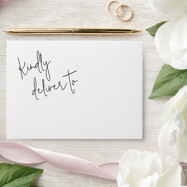  White Deliver to Script Wedding Address  Envelope (Wedding)