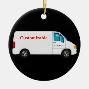 White Delivery Van - Customisable Ceramic Tree Decoration