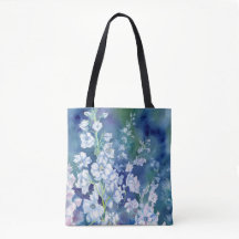 White Delphiniums Shoulder Tote
